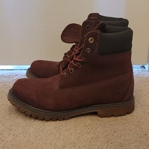 Maroon Timberland boots